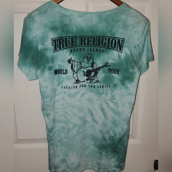 TRUE RELIGION - WOMENS TIE DYE CLASSIC DEEP V NECK T-SHIRT - Picture 4 of 6